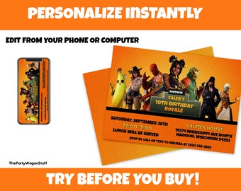 Fortnite invitation Etsy picture about Fortnite Birthday Card Printable identify Fortnite invitation Etsy